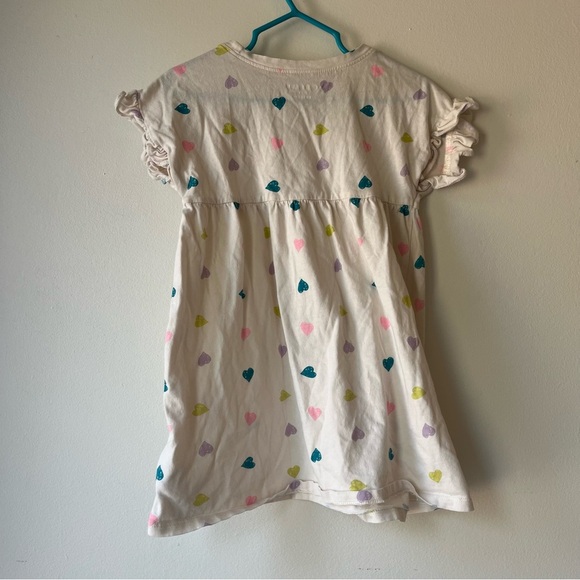 🌼 5/$25 Old Navy Girls Heart Print Dress White Multicolor Short Sleeve Size 4T - Picture 6 of 8